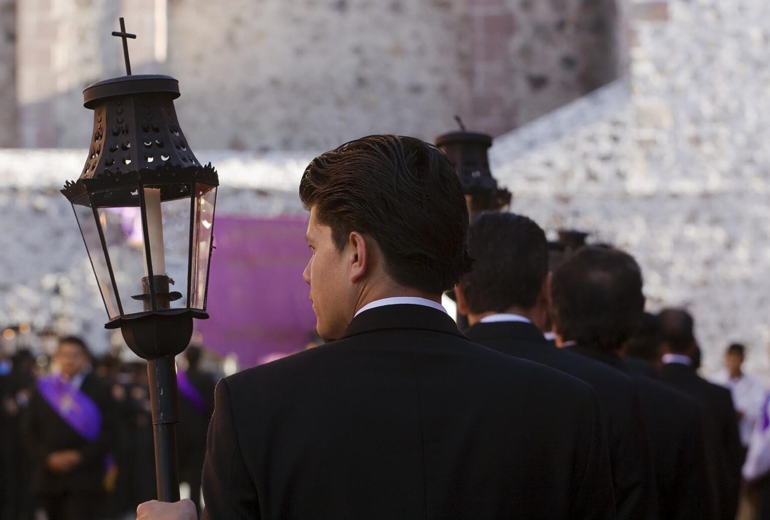 MEXICAN MAN with lantern during the EASTER PROCESSION - SAN MIGUEL DE ALLENDE, MEXICO
