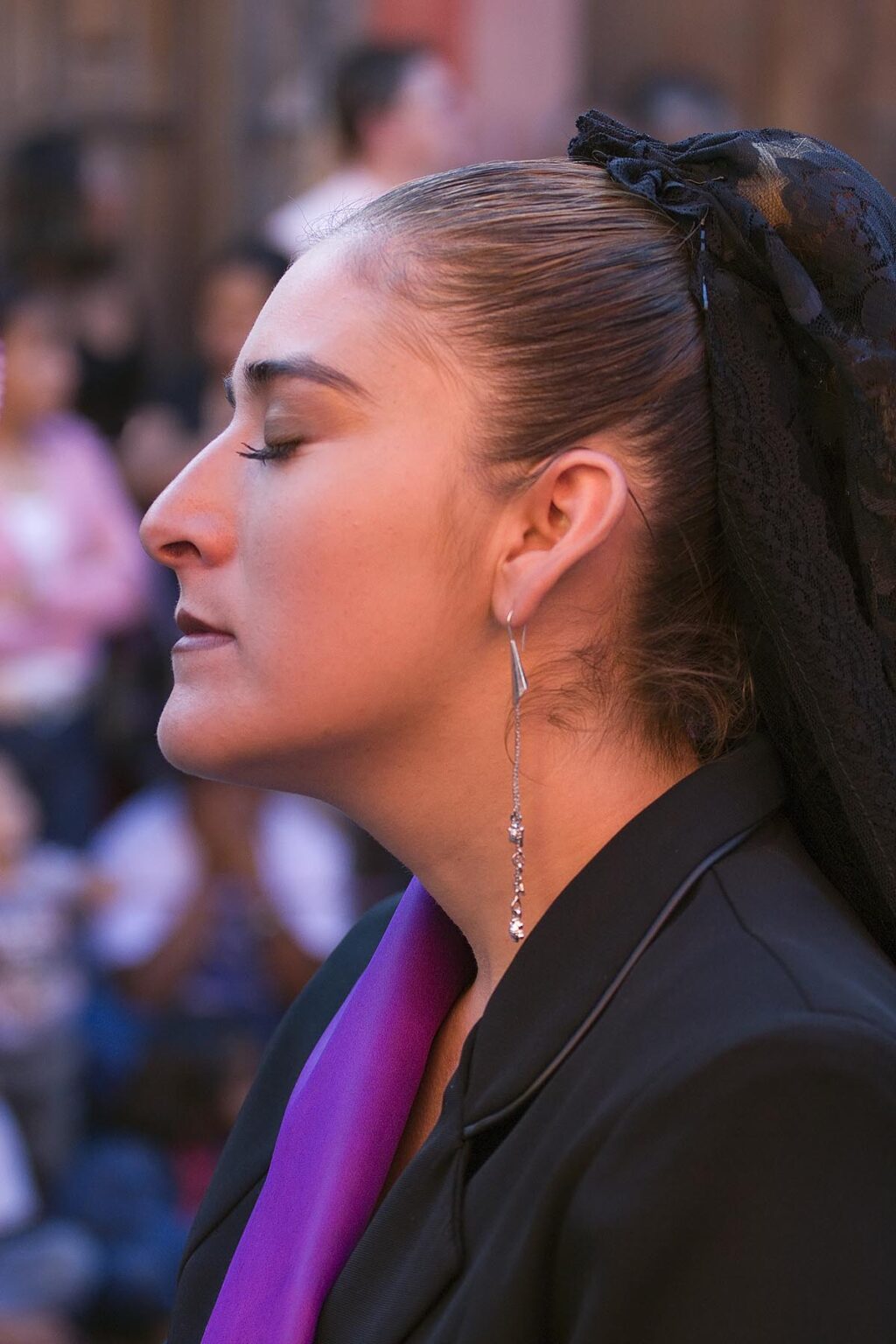 MEXICAN woman dressed in black during EASTER PROCESSION - TEMPLO DEL ORATORIO, SAN MIGUEL DE ALLENDE, MEXICO
