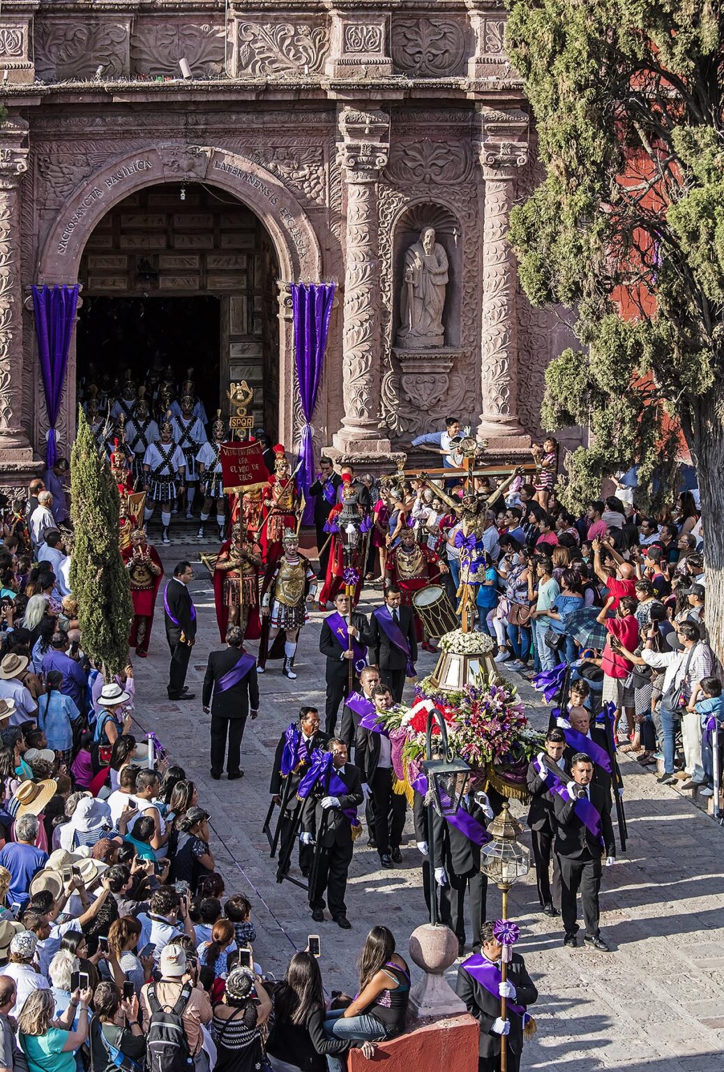 A statue of JESUS ON THE CROSS starts the the Good Friday Procession, known as the Santo Entierro, at the ORATORIO CHURCH - SAN MIGUEL DE ALLENDE, MEXICO