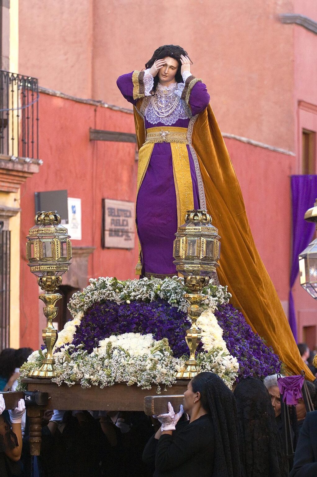 Statue of MARY MAGDALENE in the Easter Procession starting at TEMPLO DEL ORATORIO DE SAN FELIPE NERI - SAN MIGUEL DE ALLENDE, MEXICO