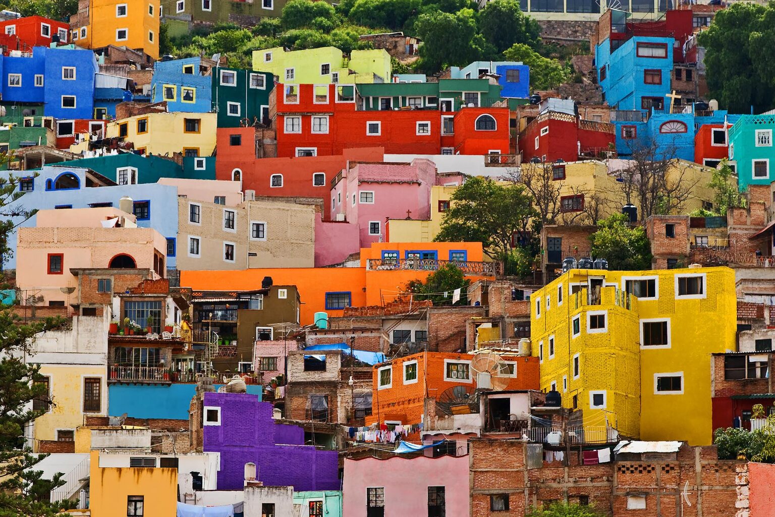 The colorful houses of Guanajuato Mexico
