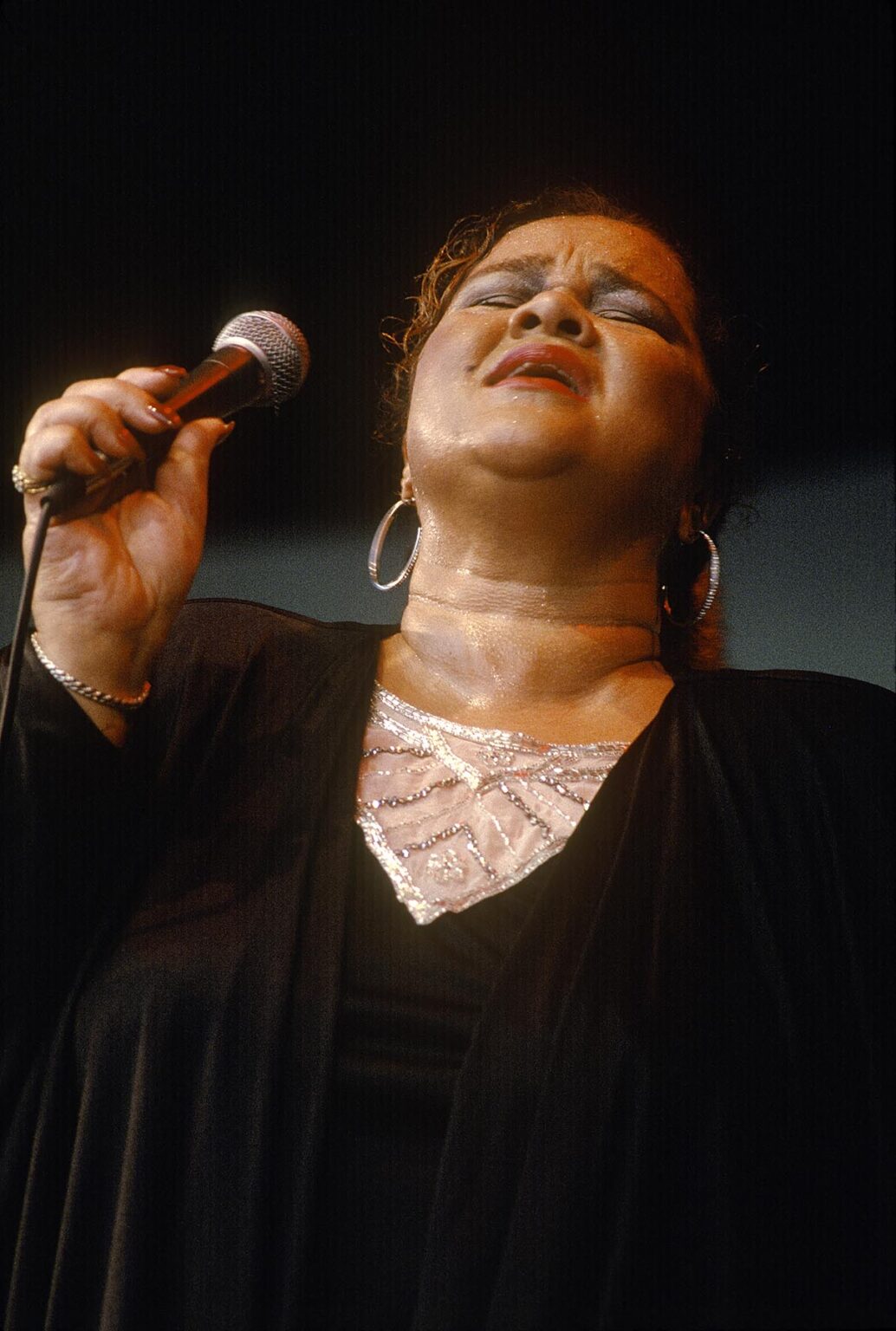 Singer Etta James performs at the Monterey Jazz Festival. Monterey, California, USA