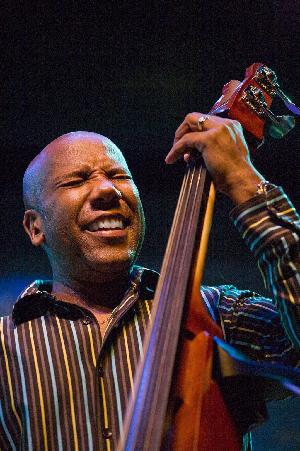 NATHAN EAST plays the stand up base for HERBIE HANCOCK at the 51st MONTEREY JAZZ FESTIVAL - MONTEREY, CALIFORNIA