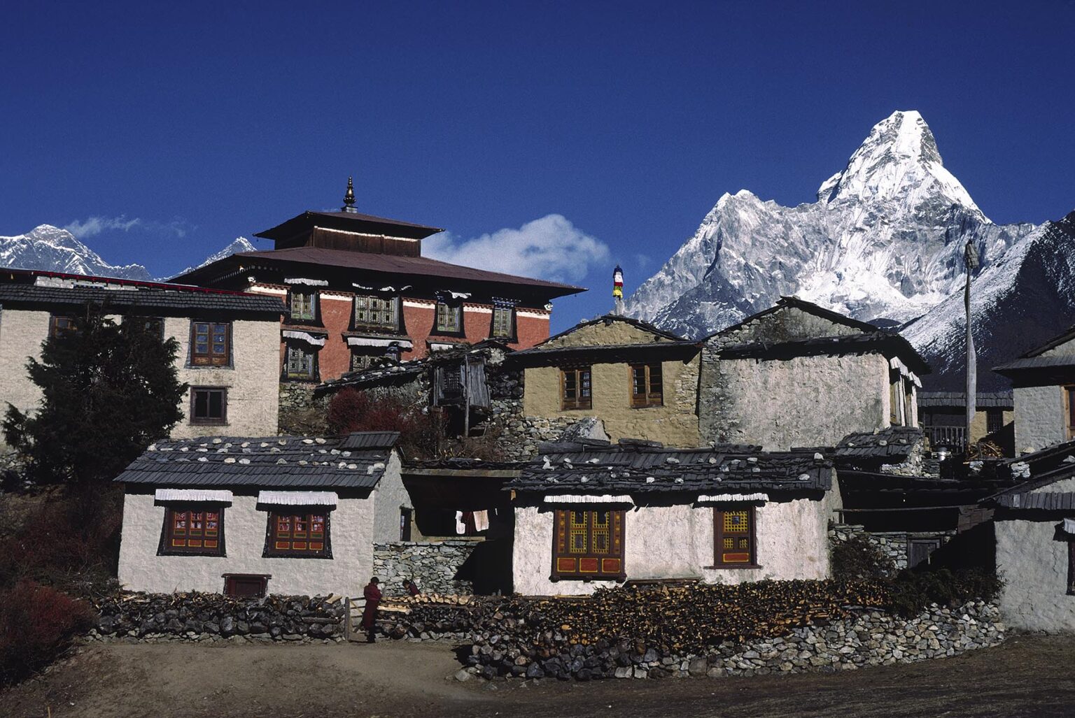 Thangboche Monastery is the Sherpa's main religious & cultural center - This structure burned in 1989 and is being rebuilt - Khumbu District, NEPAL - Tangboche