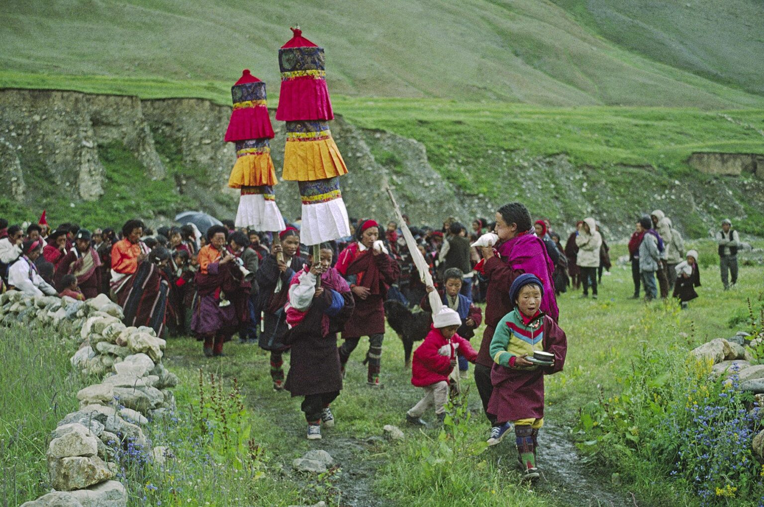 PROCESSION to JAGLUNG MONASTERY at a Tibetan Buddhist FESTIVAL in the DO TARAP VALLEY - DOLPO DISTRICT, NEPAL