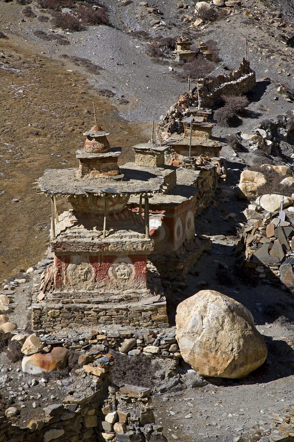 Ancient BONPO STUPAS near Phu village on the NAR PHU TREK - ANNAPURNA CONSERVATION AREA, NEPAL