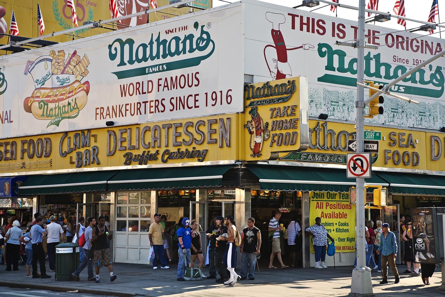 NATHAN'S Famous HOT DOG Stand on SURF AVE in CONEY ISLAND - NEW YORK CITY