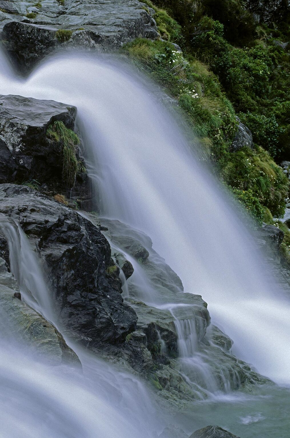 Detail of ROUTEBURN FALLS - FIORDLAND NATIONAL PARK, SOUTHLAND NEW ZEALAND