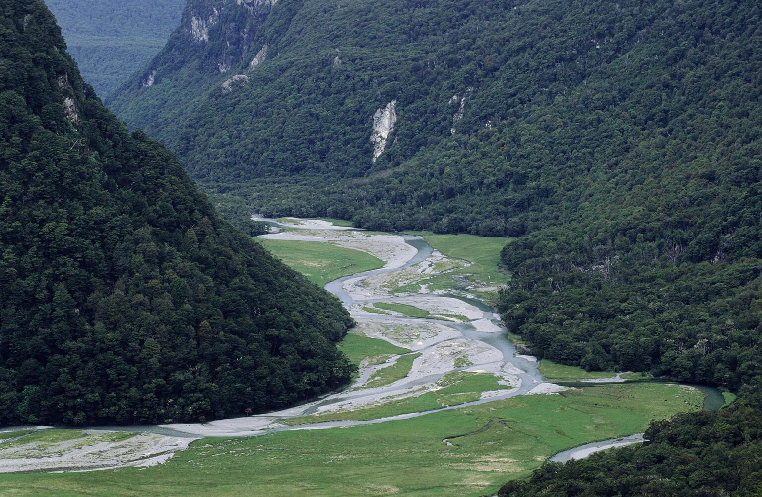 The ROUTEBURN RIVER VALLEY in MT ASPIRING NATIONAL PARK - SOUTH ISLAND