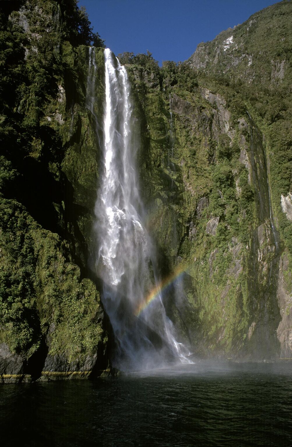 STERLING FALLS drops 151 meters into MILFORD SOUND (actually a FIORD) - FIORDLAND NATIONAL PARK