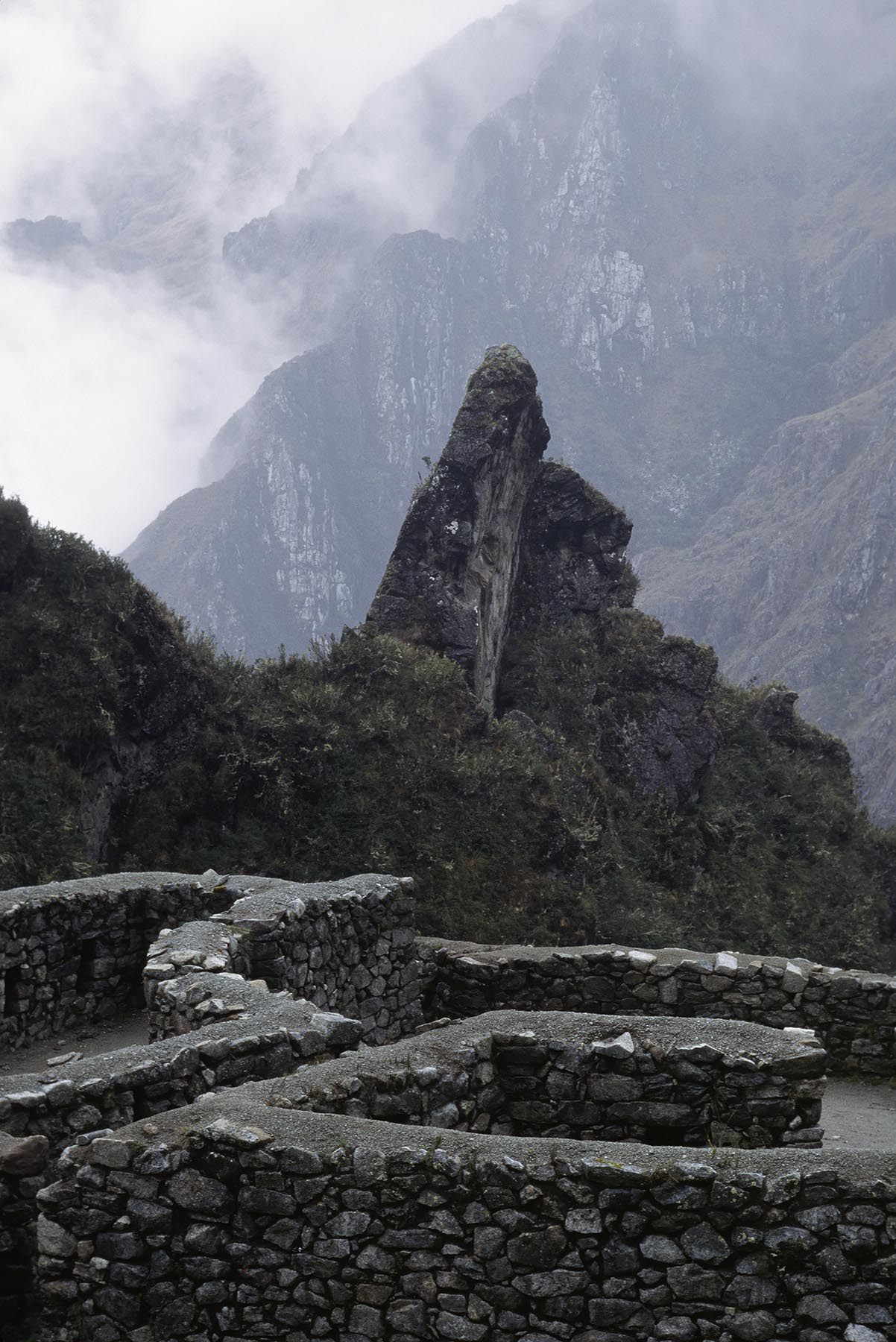 The INCA ruins of RUNKURAQAY which were most likely a lookout & TAMBO (travelers lodge) - INCA TRAIL TO MACHU PICCHU, PERU