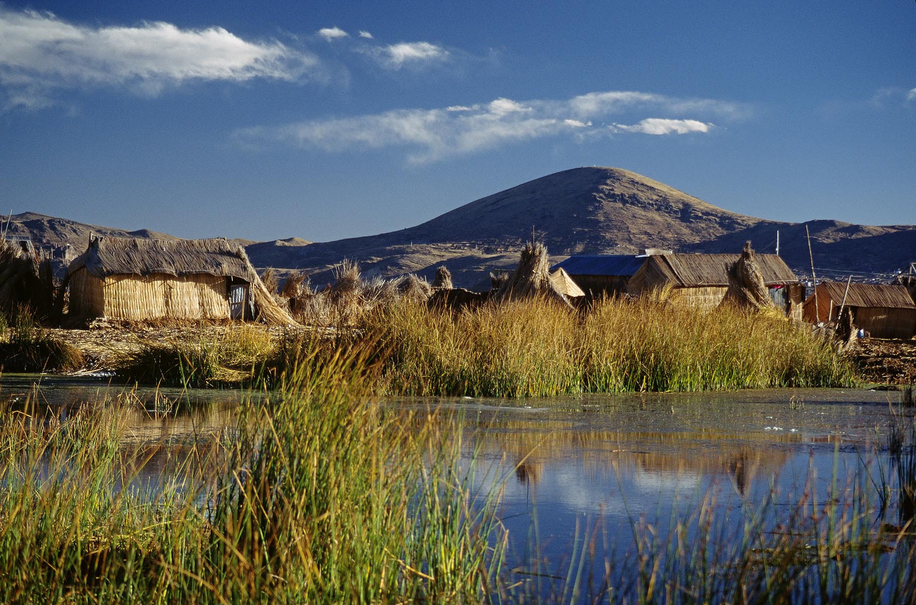 LAKE TITICACA & the FLOATING ISLANDS, which are made entirely of reeds, near PUNO - PERU