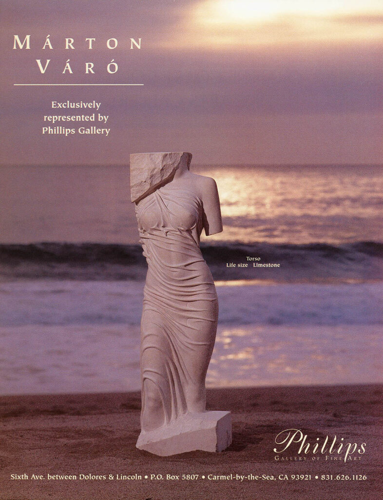 An ad photographed for the Phillips Gallery with a sculpture by Marton Varo. Product photography by Eagle Visions Photography