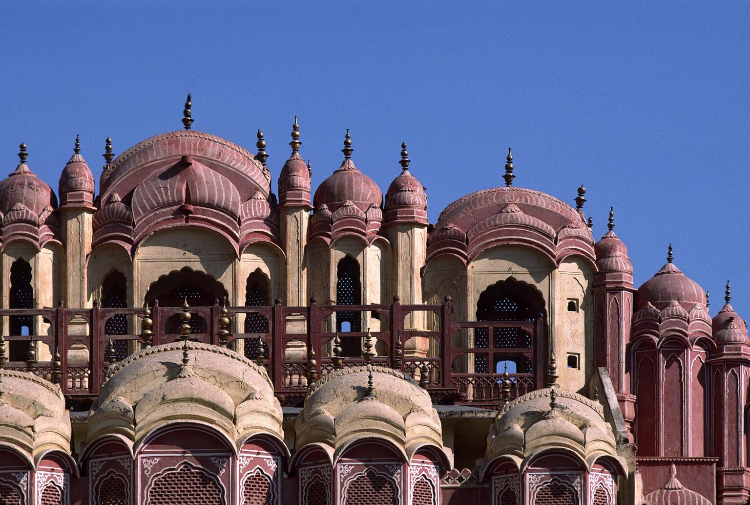 The HAWA MAHAL (PALACE of the WINDS) built in 1799 as the central landmark of JAIPUR - RAJASTHAN, INDIA