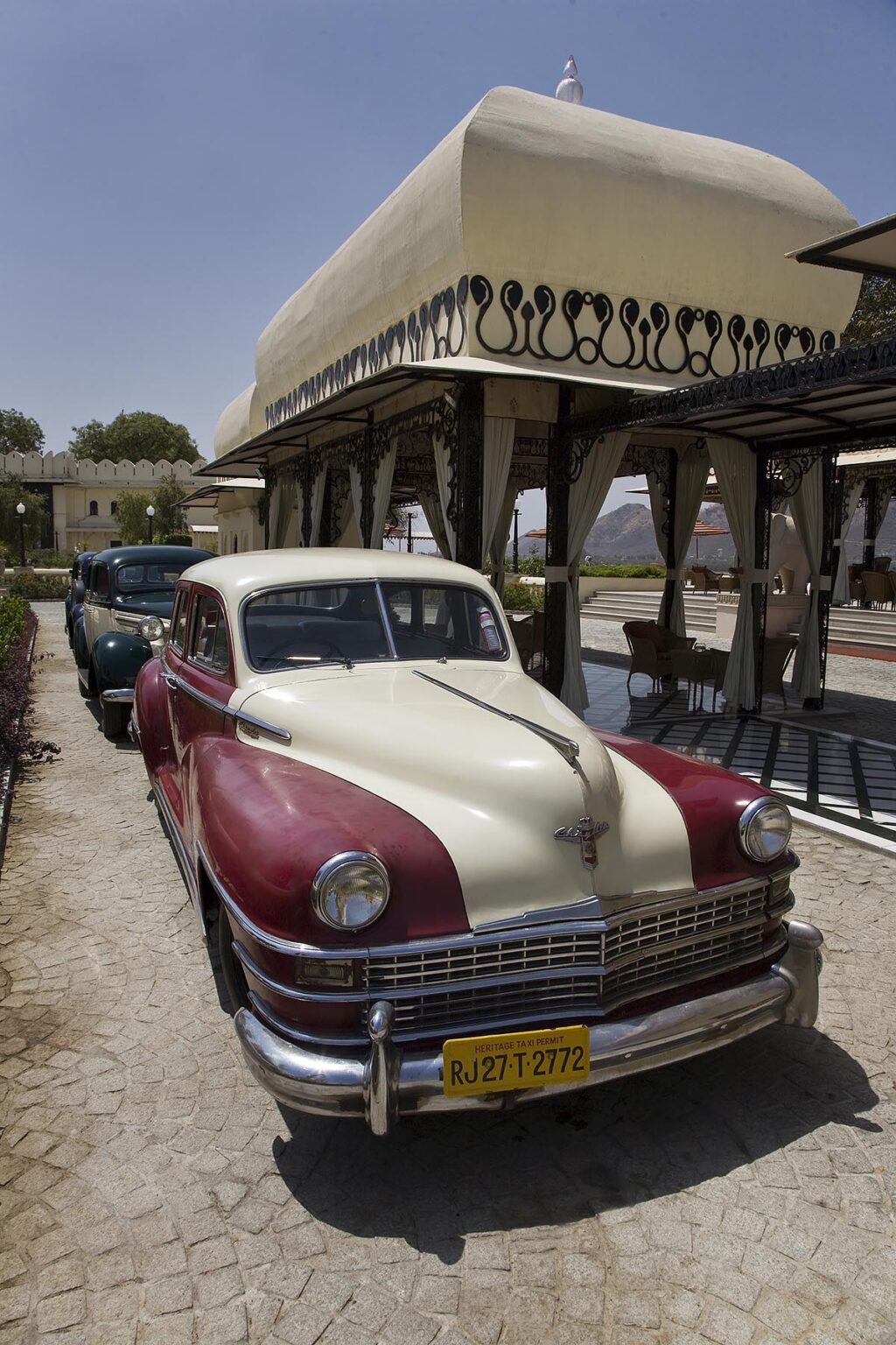 A VINTAGE 1950s CHRYSLER is available for guests at the CITY PALACE of UDAIPUR - RAJASTHAN, INDIA