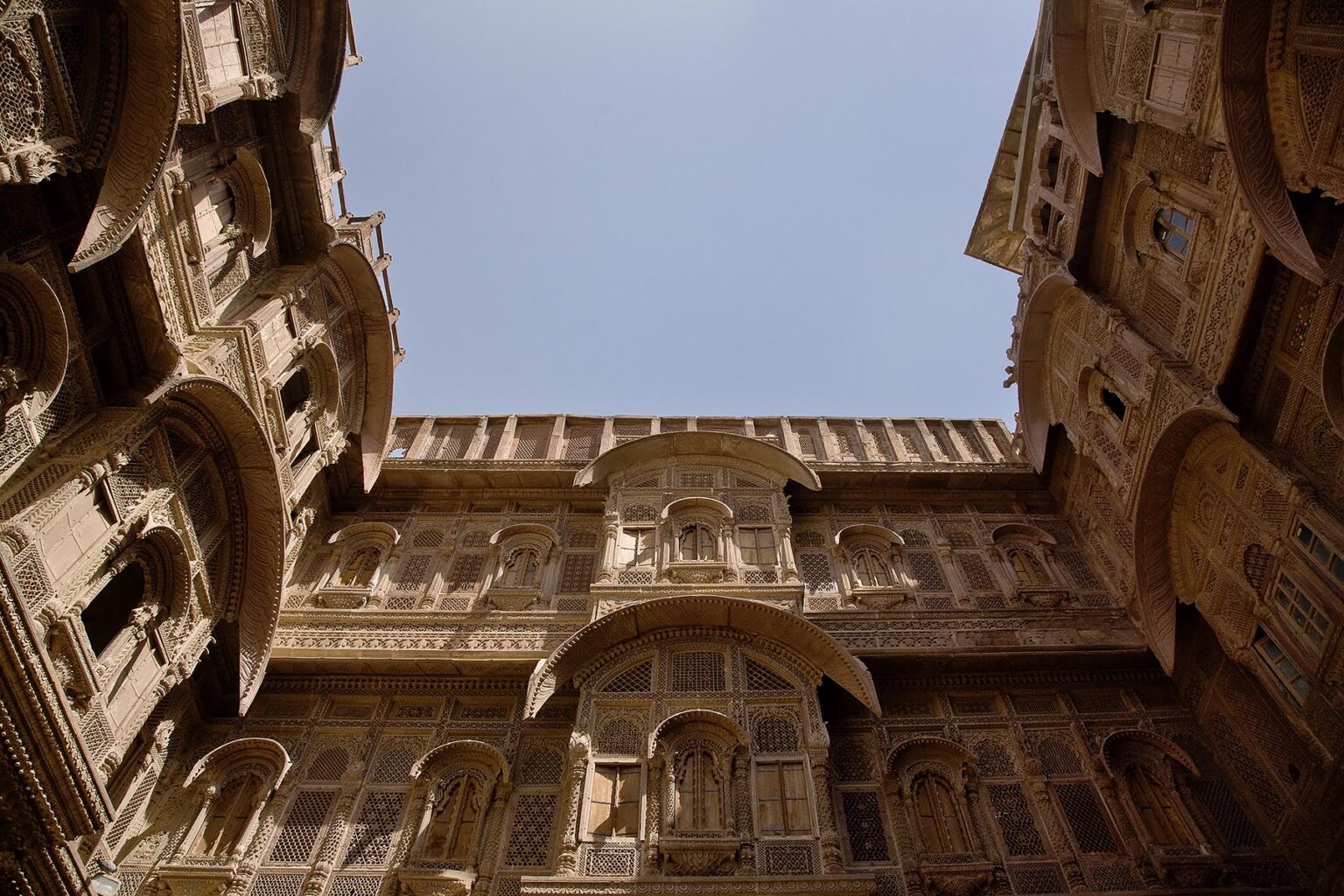 The courtyard of HOLI CHOWK in the MEHERANGARH FORT built by Maharaja Man Singh in 1806 - JOHDPUR, RAJASTHAN, INDIA