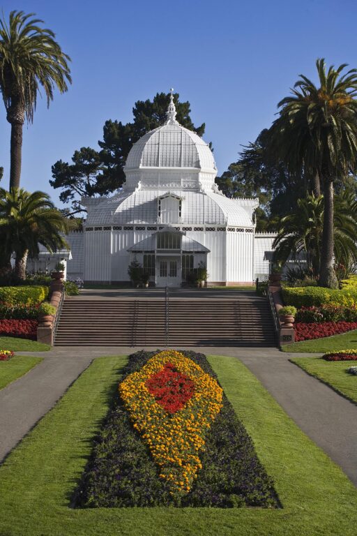 The CONSERVATOR OF FLOWERS is a botanical greenhouse built in 1878, and is located in GOLDEN GATE PARK - SAN FRANCISCO, CALIFORNIA