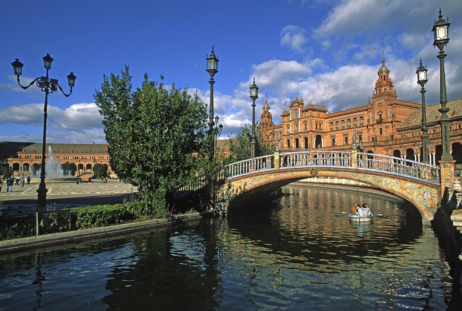 The CANAL of the PLAZA DE ESPANA which was built for the 1929 WORLD FAIR - SEVILLA, SPAIN