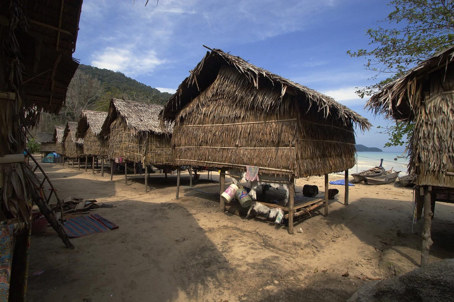 Rebuild post Tsunami houses in a Moken village on Ko Surin Thai Island in Mu Ko Surin National Park -  ANDAMAN SEA, THAILAND