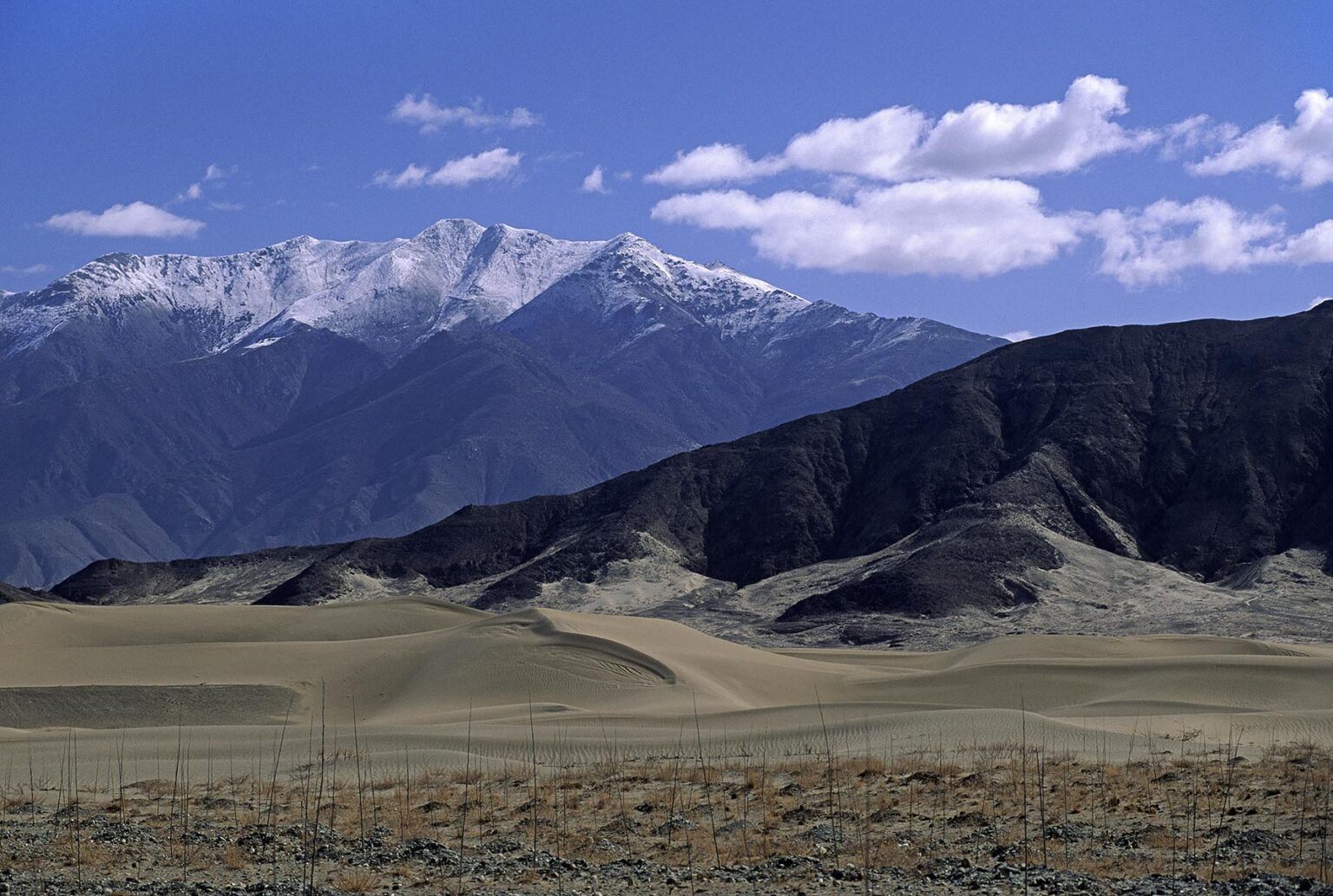 SAND DUNES and MOUNTAIN PEAKS on the TIBETAN PLATAU in the YARLUNG TSANGPO WATERSHED - CENTRAL TIBET