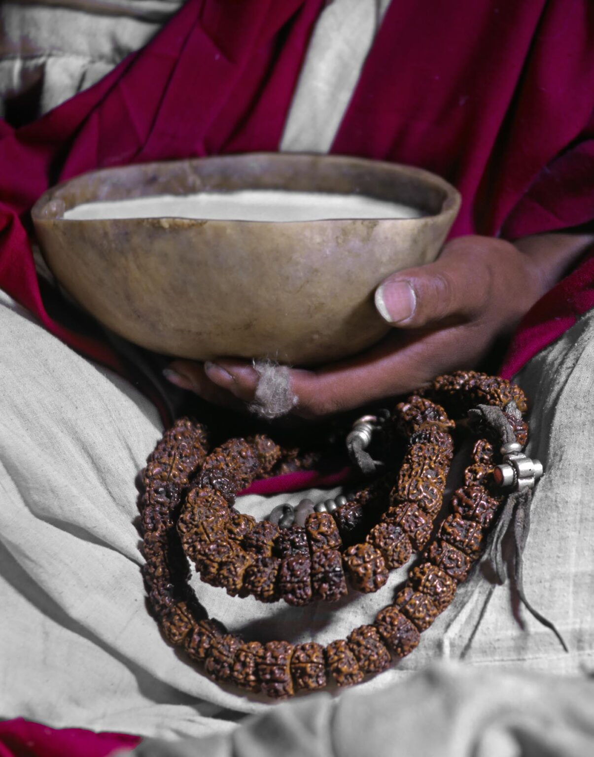 LUNDUP DORJE'S also know as LAMA KHARPO the White Robed Monk SCULL CUP & MALA - TERDROM in CENTRAL TIBET