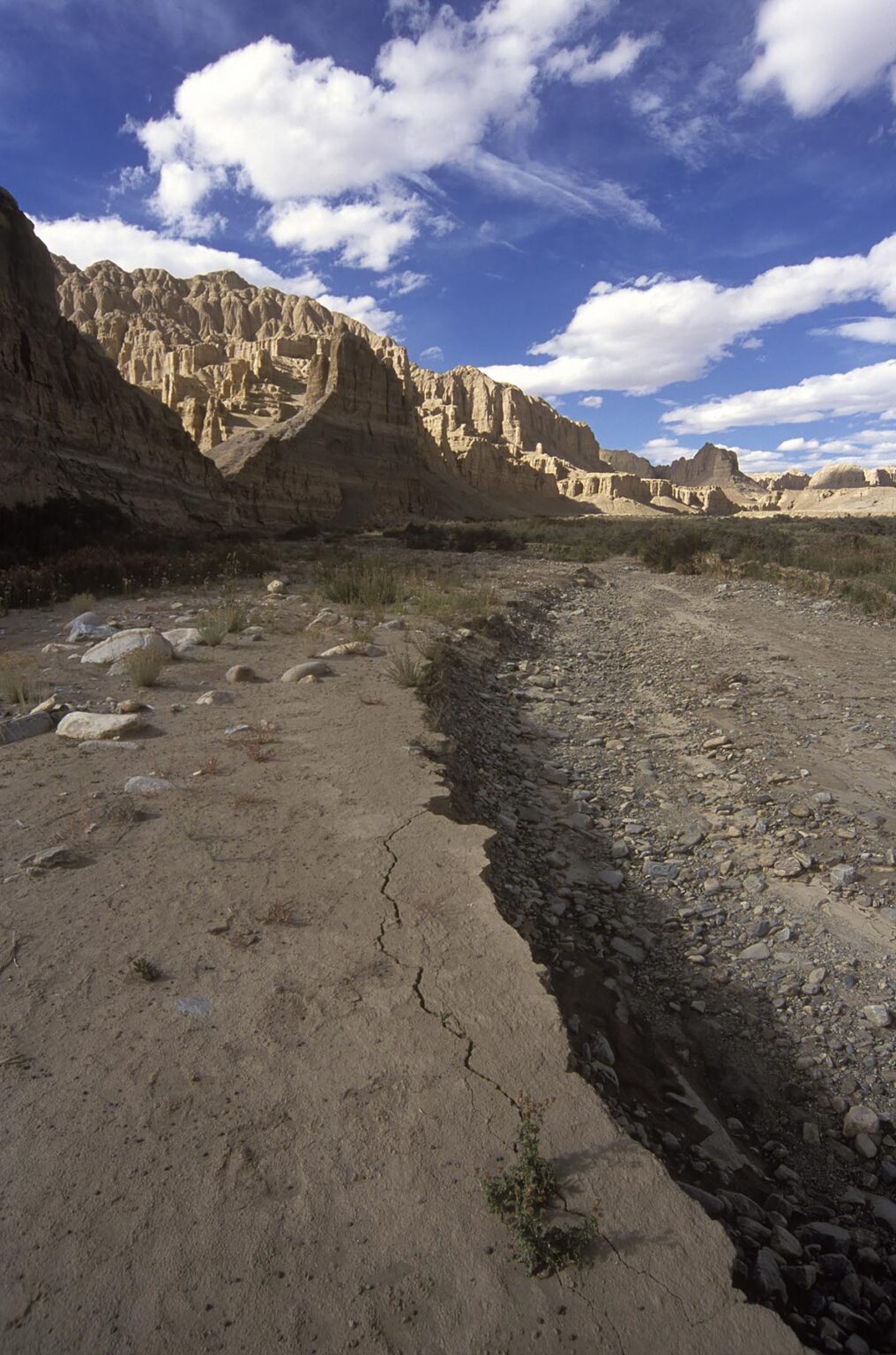 ERODED ROCK FORMATIONS and RIVER BED in the HIMALAYAN GORGE north of the GUGE KINGDOM & west of MT. KAILASH - TIBET