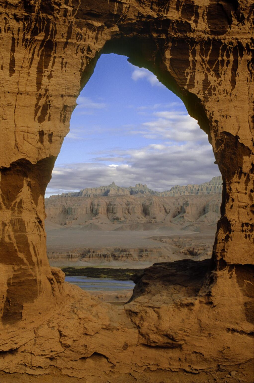 CAVE DWELLING WINDOW near THOLING date back to the 10th Century in the GUGE KINGDOM west of KAILASH - TIBET