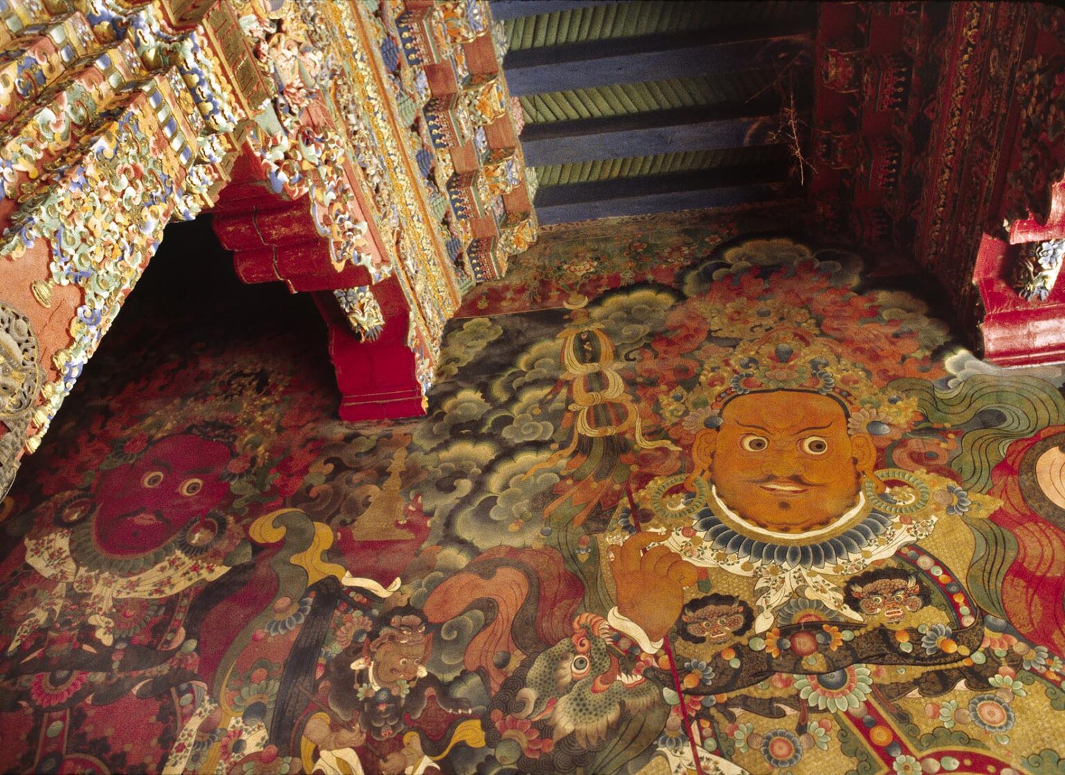 Potala Palace entrance mural of Vaisravana the gaurdian of the Northern direction - Lhasa, Tibet