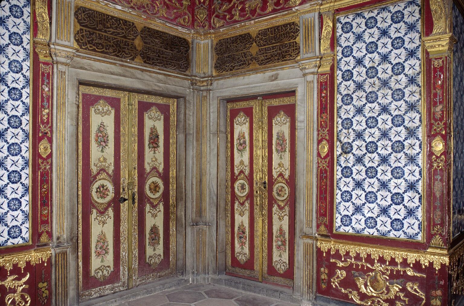 One of the  beautifully painted, tiled, and decorated sitting rooms of The Harem - Topkapi Palace (Ottoman Empire), Istanbul