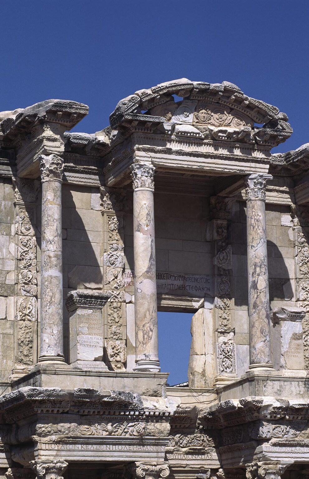 The facade of the Library of Celsus at EHESUS (One of the world's largest Greek/Roman archeological sights) - TURKEY