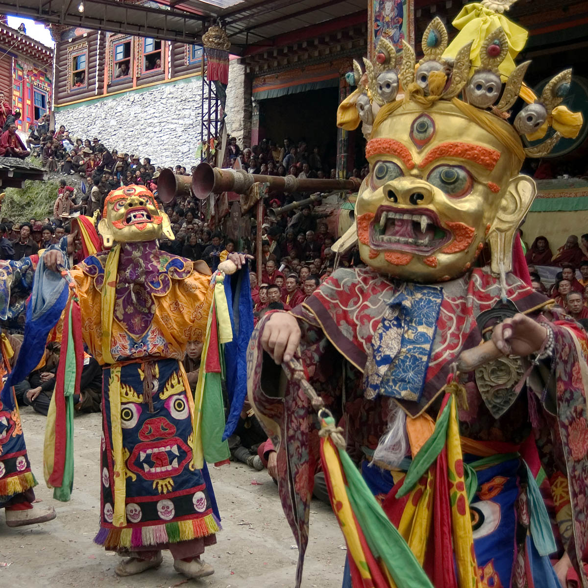 Protector deities dance at the Monlam Chenpo, Katok Dorjeden Monastery - Kham, (eastern, Tibet), Sichuan Province, China