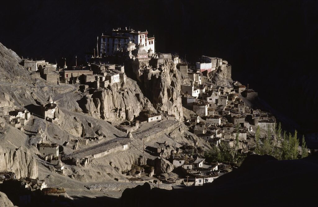 LAMAYURU village and GOMPA (MONASTERY built in the 10th century), perched on ROCK CLIFFS - LADAKH, INDIA