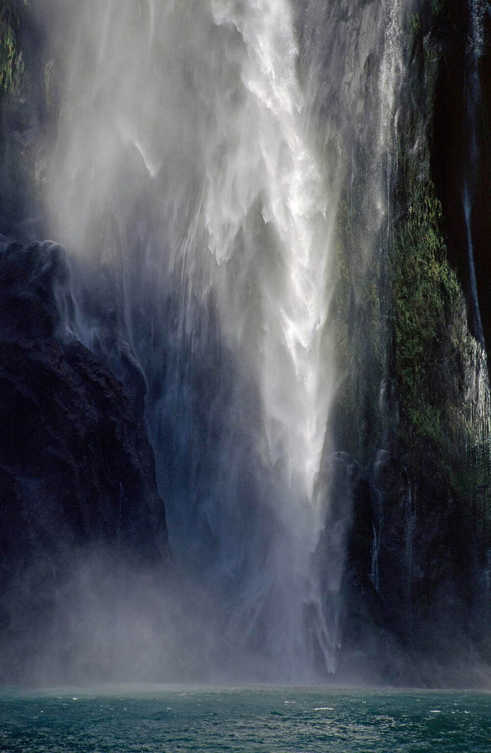 Detail of STERLING FALLS which drops 151 meters into MILFORD SOUND (actually a FIORD) - FIORDLAND  NATIONAL PARK, NEW ZEALAND'S SOUTH ISLAND