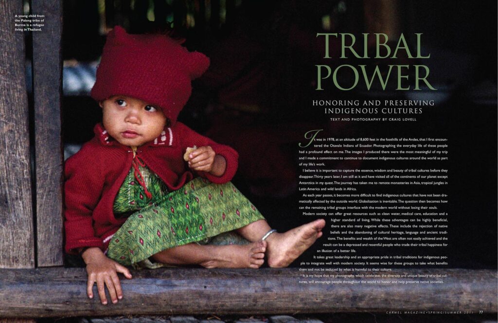 This double page spread was the lead in to Tribal Power published by Carmel Magazine.