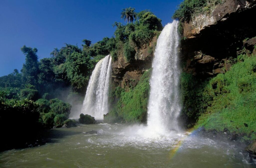 Two of the many cascades that make up the IGUAZU FALLS, IGUAZU FALLS NATIONAL PARK - PUERTO IGUAZU, ARGENTINA