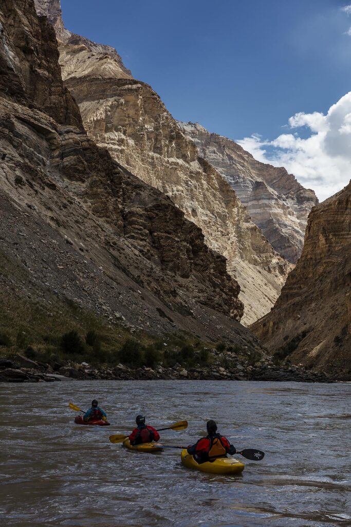 Kayaking down the ZANSKAR RIVER GORGE considered the Grand Canyon of the Himalayas - ZANSKAR, LADAKH, INDIA