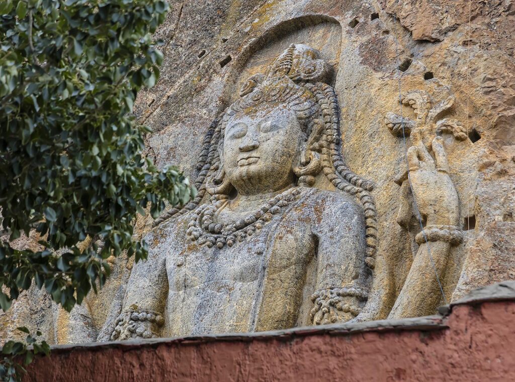 MULBEKH MONASTERY is famous for its Chamba statue of a standing MAITREYA BUDDHA dating back to the 8th century - LADAKH, INDIA