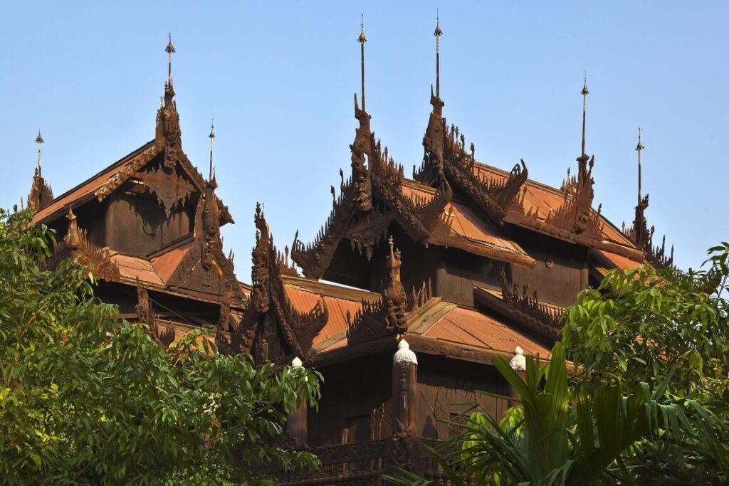 The SHWE IN BIN KYAUNG known as the TEAK MONASTERY was built in 1895 - MANDALAY, MYANMAR
