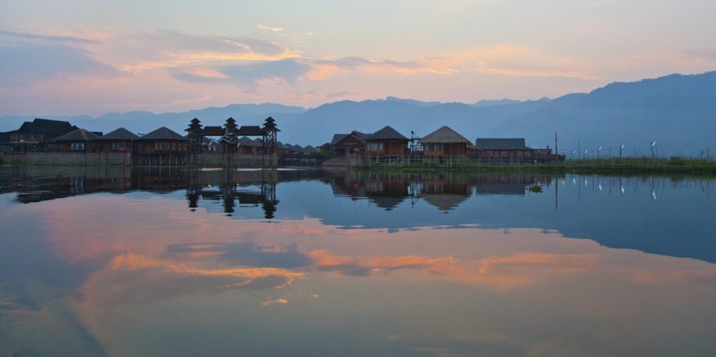 SKY LAKE RESORT consists of individual bungalows built on stilts on INLE LAKE - MYANMAR