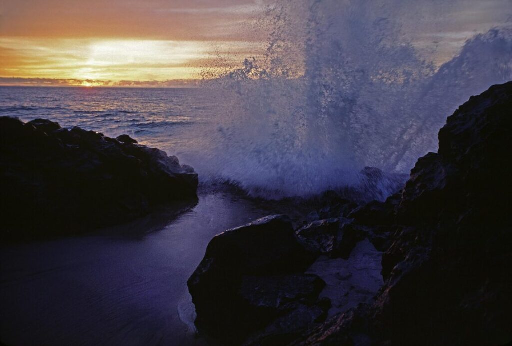 SUNSET on HANAKAPIAI BEACH on the KALALAU TRAIL along the NA PALI COAST - KAUAI, HAWAII