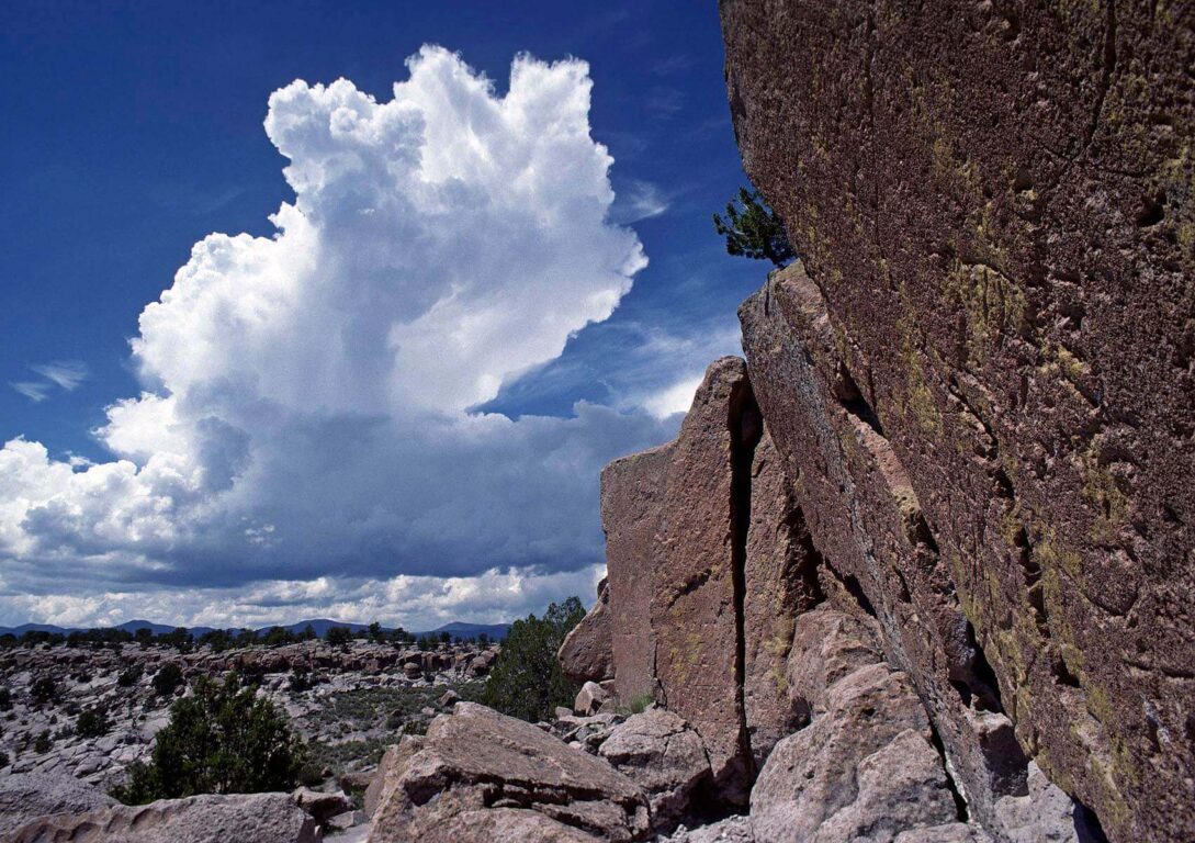 THUNDER CLOUDS & PETROGLYPHS in CHAMA RIVER CANYON (Georgia O'Keefe Country) - NEW MEXICO