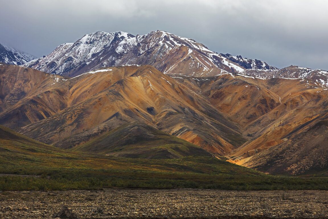 The colorful mountains of the POLYCHROME area of DENALI NATIONAL PARK - ALASKA