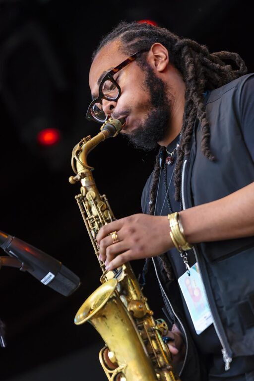 Immanuel Wilkins plays saxophone for Gerald Clayton at the 2021 Monterey Jazz Festival