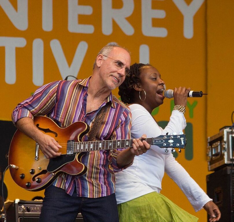 Vocalist Ledisi sings with  LARRY CARLTON and the SAPPHIRE BLUES BAND at the MONTEREY JAZZ FESTIVAL