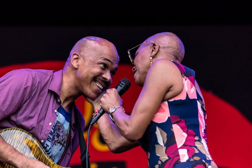 CHARLTON JOHNSON on guitar with DEE DEE BRIDGEWATER singing with her new band MEMPHIS - MONTEREY JAZZ FESTIVAL, CALIFORNIA
